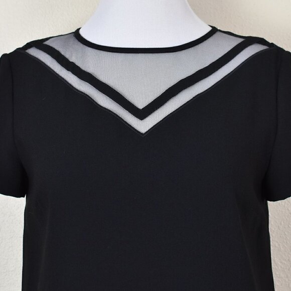 Tahari Arthur S. Levine Mesh Stripe Cut Out Black Dress 10 - Picture 2 of 8